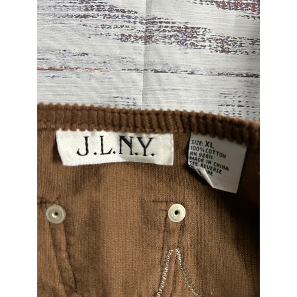 J.L.N.Y. Corduroy Embroidered Forest Animals Brown Vintage Overalls Dress XL - Picture 3 of 8